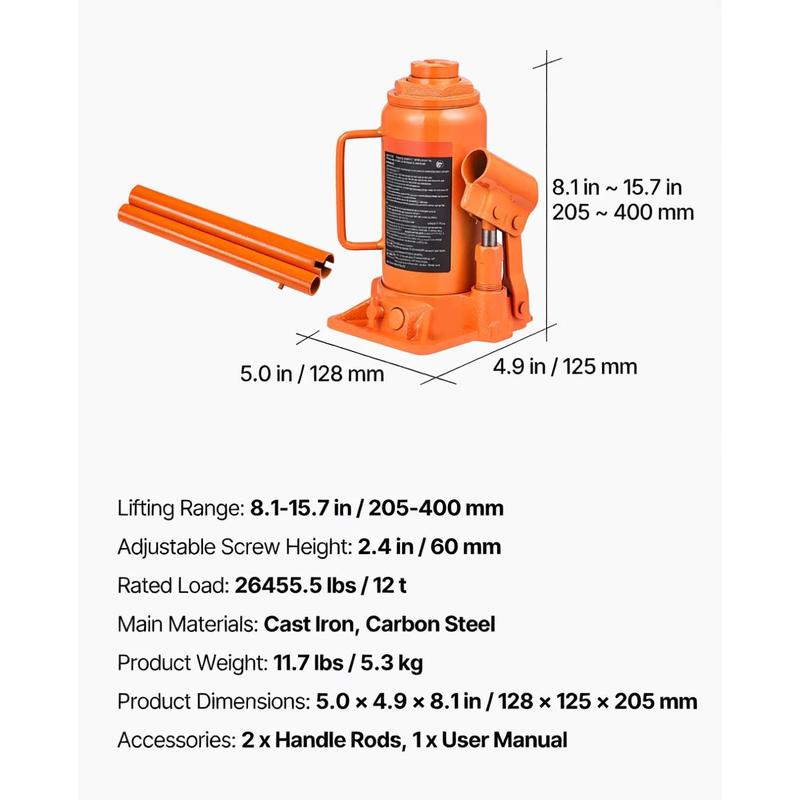 Hydraulic Bottle Jack, 12 Ton  - Welding Heavy Equipment recension och pris